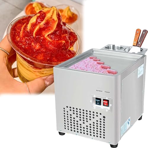220V Automatic Ice Cream Roll Maker,Single Square Pan for Yogurt and Fried Rolls,Perfect for Bars and Cafes