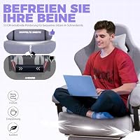 GTPLAYER Gaming Stuhl,Atmungsaktiver Bürostuhl, bürostuhl ergonomisch, Hochwertiger - Stoff,Ergonomischer PC Stuhl,160° Verstellbare Rückenlehne und ausziehbare Fußstütze,Tragkraft 180 kg,Macaron Lila – Ansicht 7