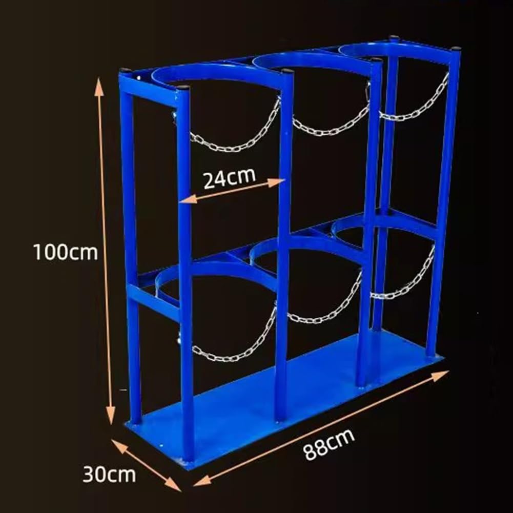 Estante de cilindro de gas con cadenas de seguridad dobles, organizador de carrito cilíndrico resistente para taller, hospital, laboratorio