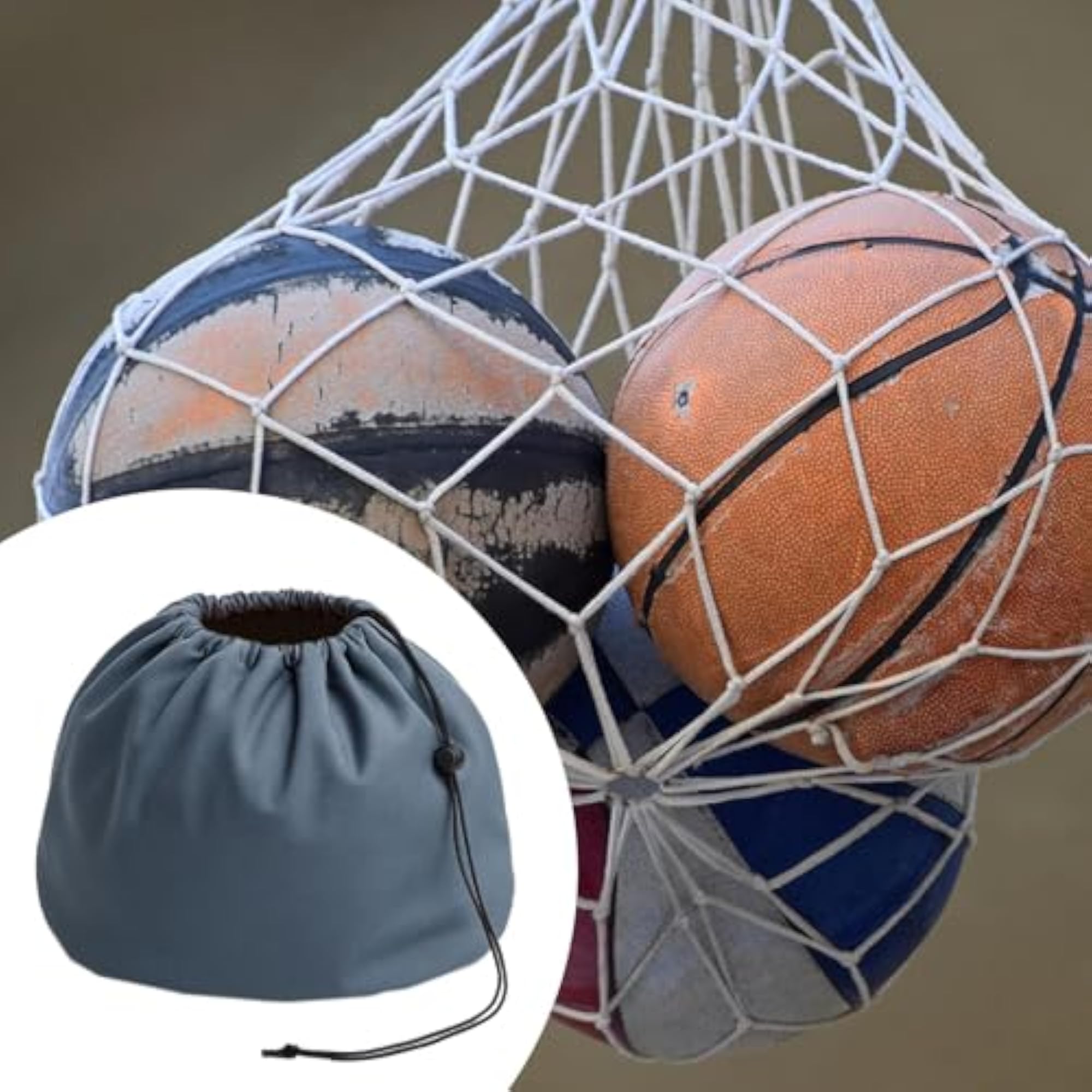 Basketball Carrying Bag Drawstring Bag for Outdoor Activities Soccer Camping Gray