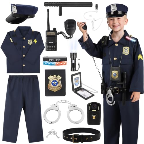 Police Costume Set with Flashlight and Light