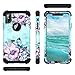 Casetego for iPhone Xs Max Case,Glow in The Dark Three Layer Heavy Duty Sturdy Shockproof Full Protection Rugged Hard PC+Soft TPU Bumper Case for Apple iPhone Xs Max 6.5 inch,Blue Flower