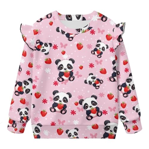 Girls Long Sleeve Sweatshirts Casual Crew Neck Pullover Shirt Tops Fall Winter Outfits for Kids Home School Sports
