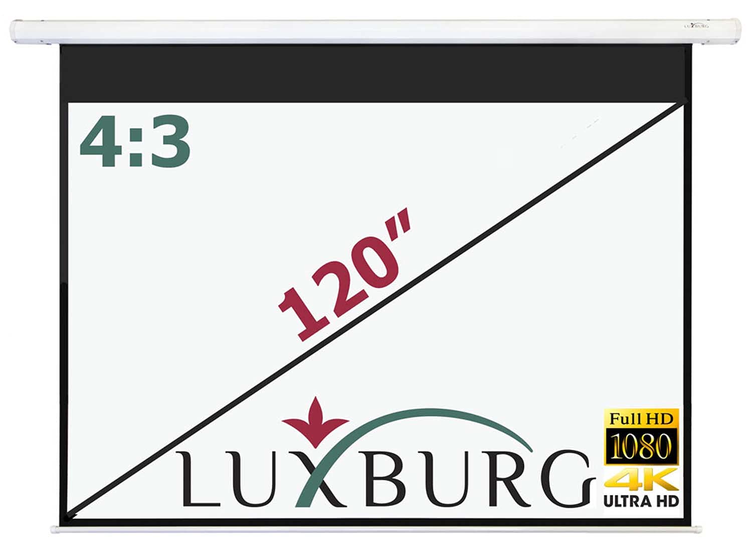 Luxburg 120-Inch 244 x 183 cm Full HD 3D Electric Motorised Projection Screen with Remote Control - Matt White