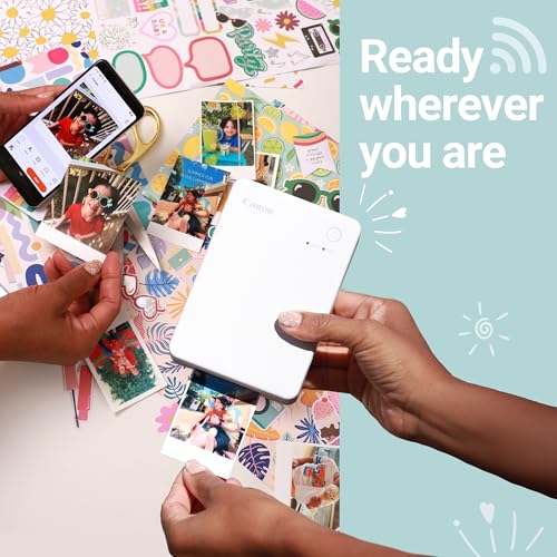 Image of Canon SELPHY QX20 Wireless Compact Photo Printer, Dye‑Sublimation Color Printing, Prints 2.1x3.4 /2.7x2.7 Card & Square Sizes, Built‑in Battery & Wi‑Fi, Portable Travel & Selfie Printer, White