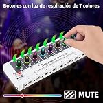 Bolanle PH800 8-Channel Headphone Amplifier 3.5mm&6.35mm Jacks, Headphone Splitter with 16 Output Port, Compact Headphone Amp with Mono and Stereo Switch, 7 Color Breathing Light