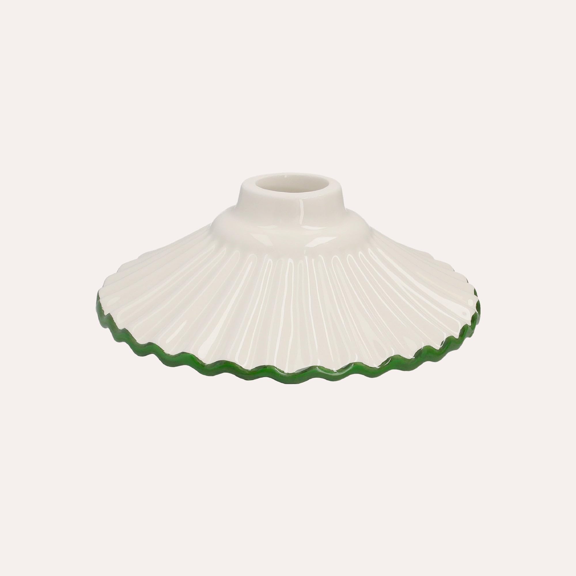 KEYHOME | Paralume in Ceramica Bianca con Bordo Verde