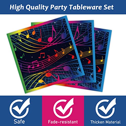 Image of gisgfim 96 Pcs Music Party Plates and Napkins Party Supplies Musical Notes Party Tableware Set Music Note Karaoke Decorations Favors for Birthday Baby Shower for 24 Guests