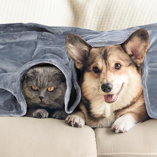 Nobleza wasserdichte Hundedecke, XXL 203 x 152cm Flauschig und Weich Outdoor Hundedecke, Katzendecke für Katzen, Maschinenwaschbar, Beidseitiger Sofabezug-Schutz, Grau