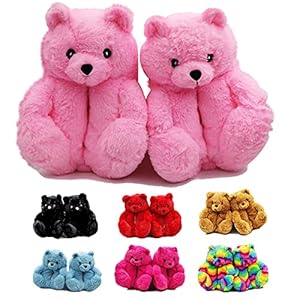 RRGIOH Teddy Bears Slippers, Fuzzy Animal Slippers, Cute House Slippers, Plush Home Indoor Warm Winter All Inclusive…
