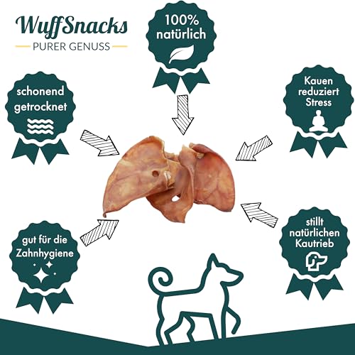 Schweineohren für Hunde | 25 Stück | 100% natürlich | getrocknete Schweineohren | Schweine Ohren | Barf Leckerli von WuffSnacks