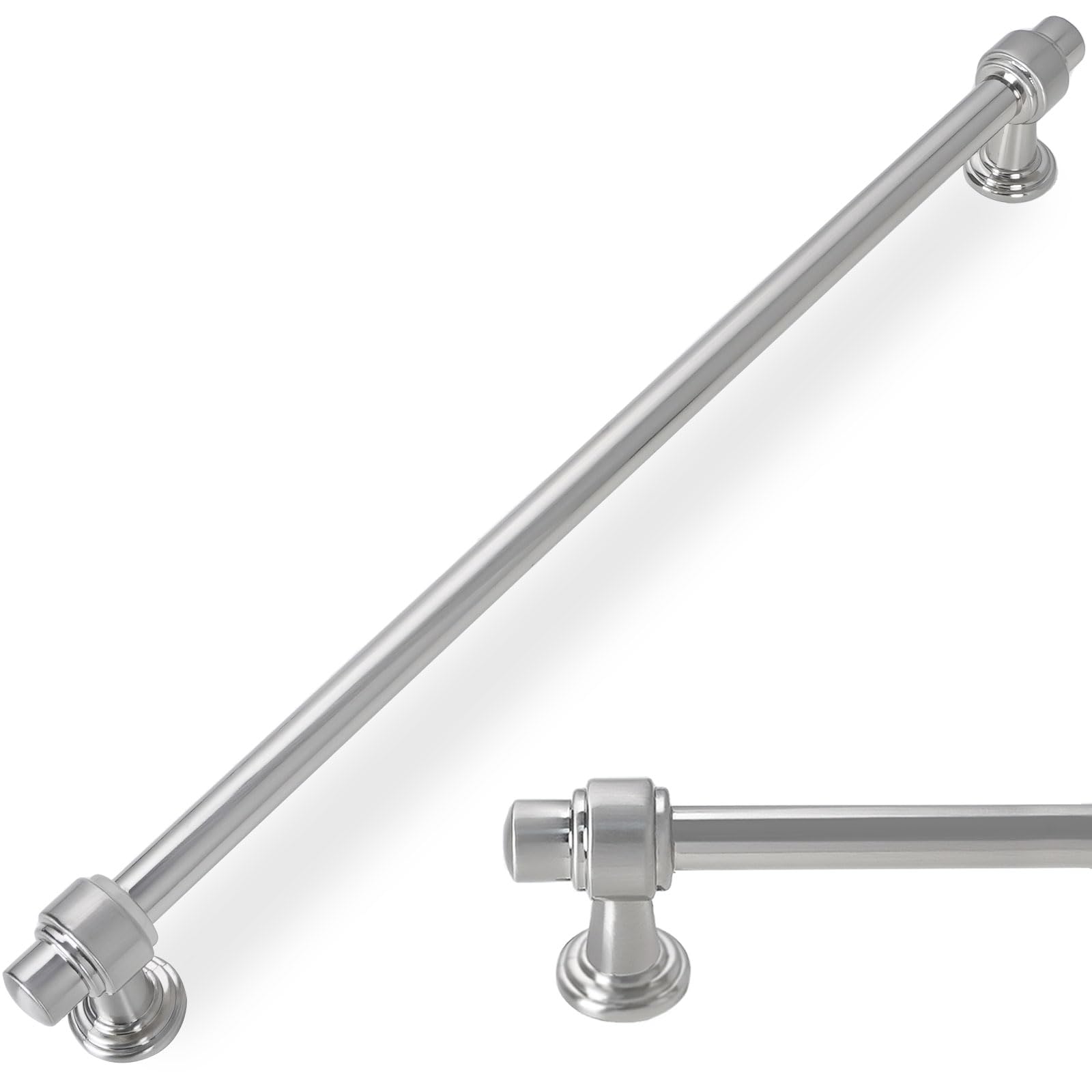 POVEFONK 10 Pack 15 inch Brushed Satin Nickel Kitchen Cabinet Handles Cabinet Pulls Sliver Drawer Pulls Kitchen Cabinet Hardware Handles Dresser Handles — image 1