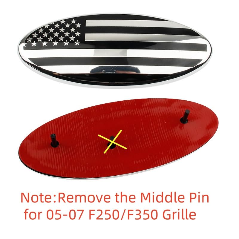Image of 2 Pack Compatible for 2004-2014 F150 Front Grille Rear Tailgate Emblem, 9 inch Black Oval American Flag Emblem Fits 11-14 Edge, 11-16 Explorer, 06-11 Ranger, 07-14 Expedition