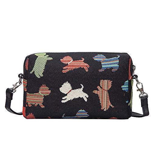 Preisvergleich Produktbild Signare Damen Umhängetasche, Tapisserie Handtasche, Welpen-Motiv (Verspielter Welpe) (HPBG-PUPPY)