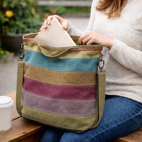 Bolso Hobo Tote para Mujer ROUROU Color Multicolor Lienzo miniatura 4