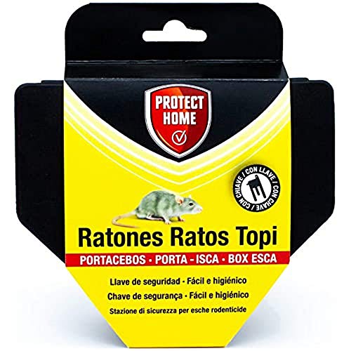 Protect Home 286600735 Portacebos para Ratones con Llave de Seguridad, Facil e Higiénico, Control de Roedores
