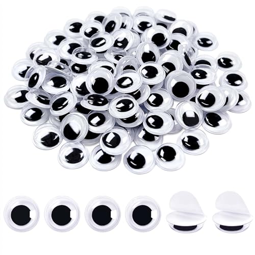 100 Pcs Plastic Self Adhesive Wiggle Eyes Black Round Wiggle Eyes for Party Decorations and Crafts Making (6mm)