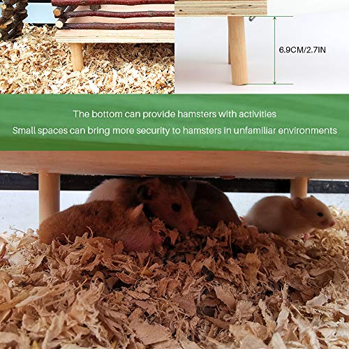 Image of Hamster Climbing Toys - Wooden Activity Set with Large Bridge, Apple Wood Chewing Toys for Small Pets