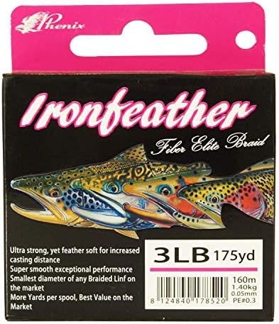 Phenix Ironfeather Fiber Elite Braided Fishing line Spectra 3lb 175yd Pink