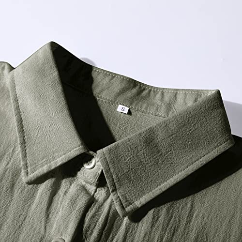 Image of Ladyful Women's Cotton Linen Maxi Dress Summer Long Sleeve Shirt Dress | Button down, Collared, Pockets, Solid color /Striped, Summer Caftans for women, Plus size, Cotton maxi dress for Party, Beach
