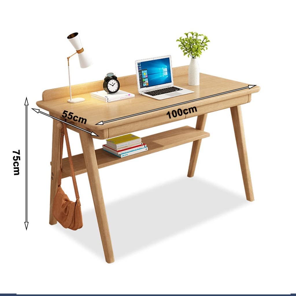 Scrivania in legno massello per casa e studenti Semplice camera da letto Scrivania con gambe robuste 100x55x75cm Colore legno t per studio e lavoro