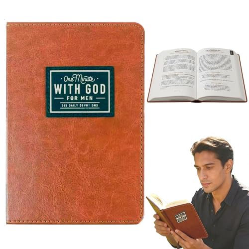 WJFYVKV 2026 One Minute with God for Men 365 Devotions PU Leather Faith Rooted Men's Minute Devotional Mens Daily Devotional Journal Daily Prayer Brown Notebook Strengthen Faith Christian Gift