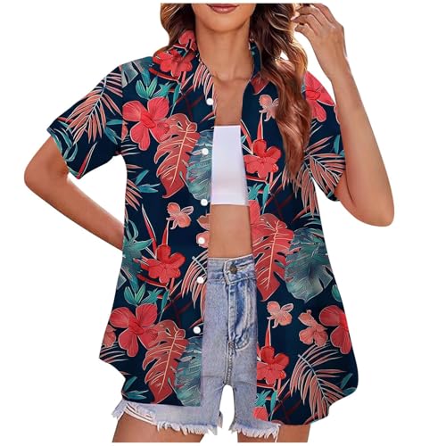 Chemise ample manches courtes femme au motif graphique et finitions soignées