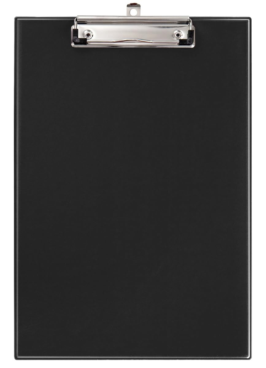 VELOFLEX 4814080 Clipboard A4 PVC with Special Clamp and Loop for Hanging, Transparent Bag, Black