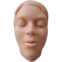 Women Silicone Head Model, Full Soft Silicone with Bones Inside Mannequin Head, Acupoint Massage and Beauty Training, Face Skin Suture Surgery Acupuncture Training Practice Model.