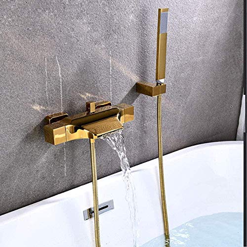 Robinet de baignoire cascade doré ensemble de douche complet avec mitigeur - 5