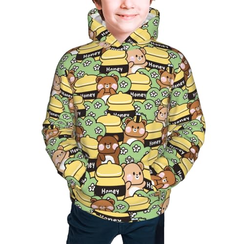 Cute Teddy Bear in Various Poses Kid Hoodies Boys Sweatshirts Girls Pullover with Pocket3