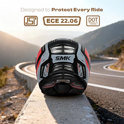 Image of SMK Agnar Cyborg ISI, DOT and ECE 06 Certified Helmet with Antigog Pinlock 30 Fitted & Dual Visor (GL263 - L)
