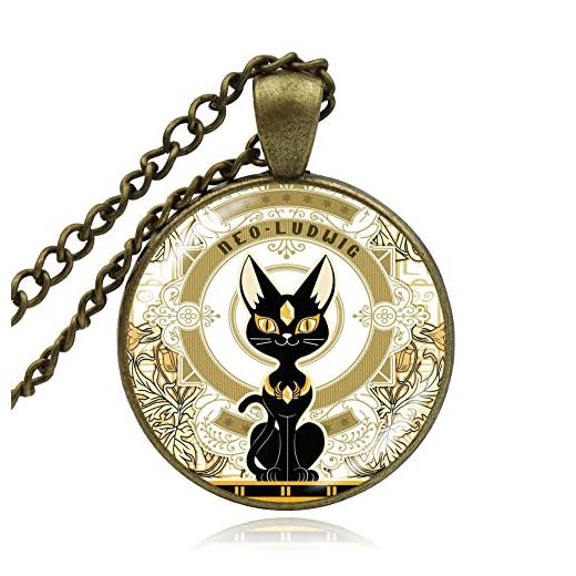 Forntida egyptisk katt gud halsband Egypten herre hänge handgjort glashalsband kvinnor man smycken amulett tillbehör