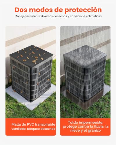 Miniatura 4 de Vevor Funda Protectora Para Aire Acondicionado De Exterior, 812 X 812 X 914 Mm, De Dos Capas, Con Techo Extraíble, De Poliéster Resistente Al Agua, Malla De Plástico Y Tafetán 190t, Color Negro