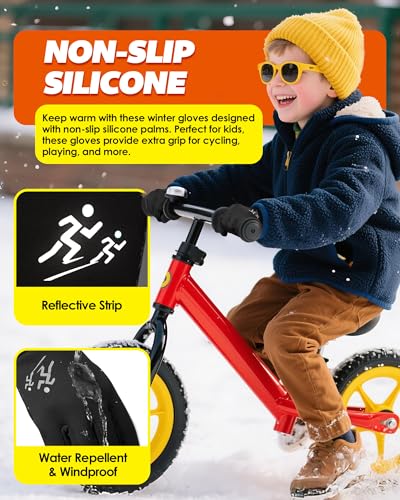 Kids Winter Running Glove Cold Weather Touchscreen Warm Gloves for Hiking Biking Glove for Childrens 4-12 Year Old4