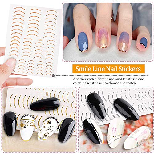 EBANKU Lächeln Muster Nagel Aufkleber Gold Silber 3D Laser Metallic Nail Art Aufkleber Selbstklebend Nagelsticker für… – Bild 5