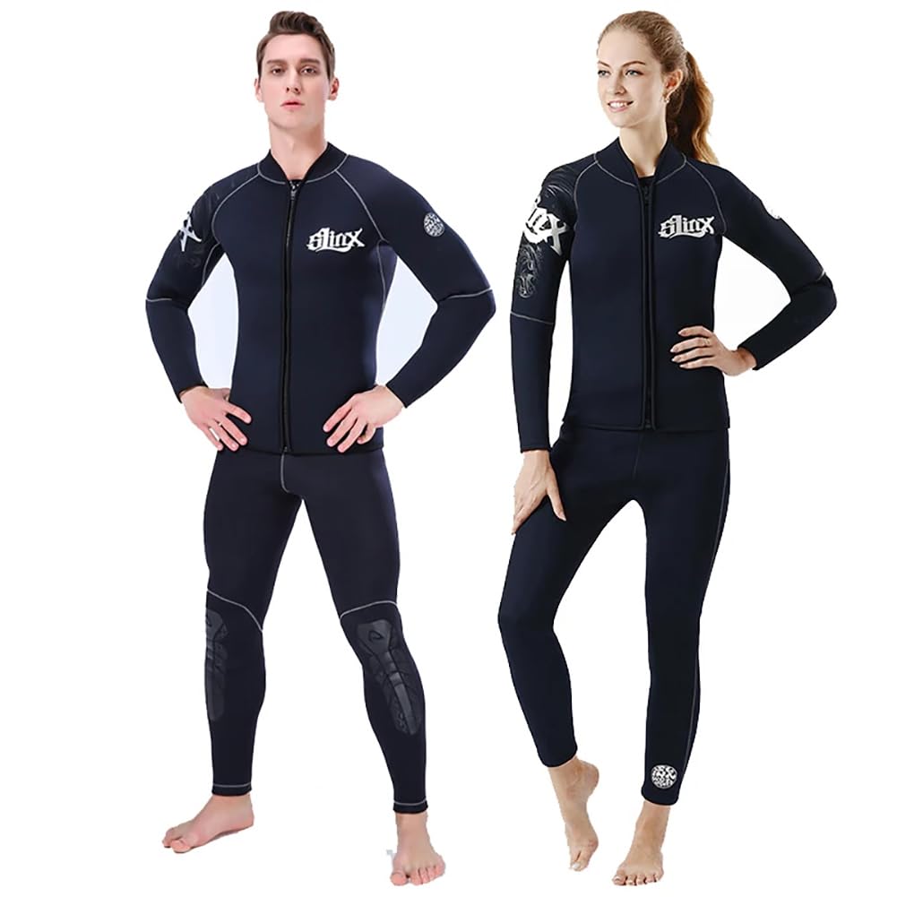 LEIDIMUS Top de Traje de Neopreno de 3/5mm para Hombres y Mujeres, Chaqueta de Traje de Neopreno con Cremallera Frontal, Mantiene El Calor para Bucear, Hacer Surf, Hacer Kayak, Nadar y Bucear