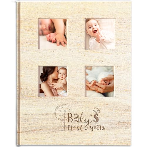 Image of Hapinest Baby Memory Book Scrapbook Album for First 5 Years - Newborn Gender Neutral Baby Boy or Girl Keepsake Registry or Shower Gifts