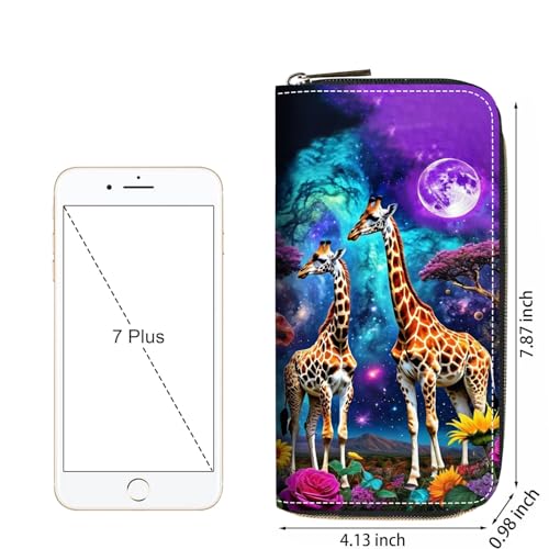 Giraffe Print Women Large Capacity Wallet PU Leather Zipper Clutch Purse for Smart Phone/Card/Coin/Cash2