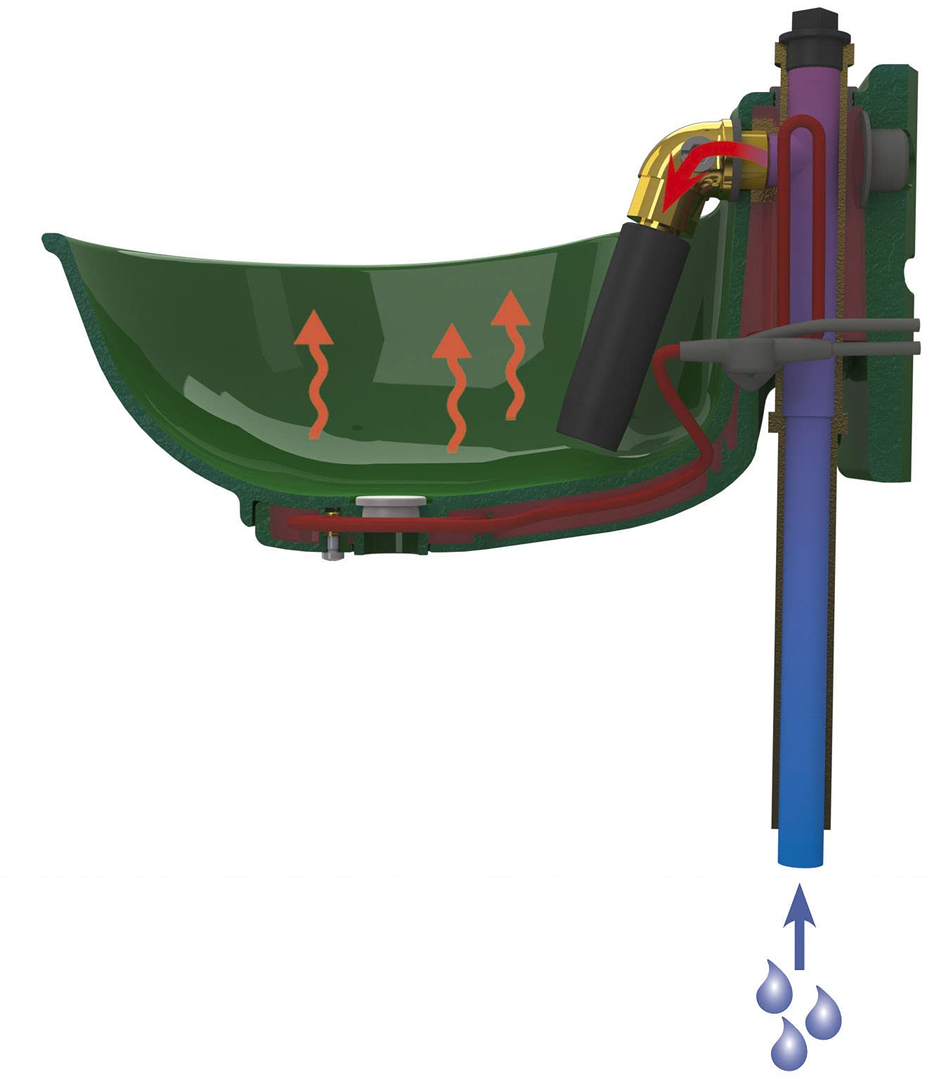 Kerbl Kunststoff-Tränkebecken beheizbar (Tiertränke aus Kunststoff, regulierbarer Wasserdurchfluss, Selbsttränke mit Ablaufstopfen für leichte Reinigung, Frostschutz) 222040, 230 V/ca. 31 W