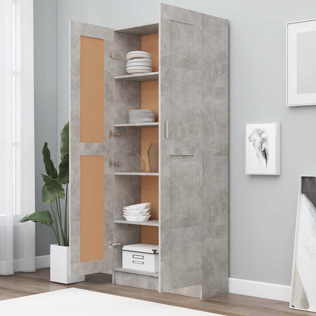 vidaXL Armario de Libros Estante Estantería Soporte Almacenamiento Muebles Decoración Oficina Estudio Contrachapada Gris Hormigón 82,5x30,5x185,5 cm