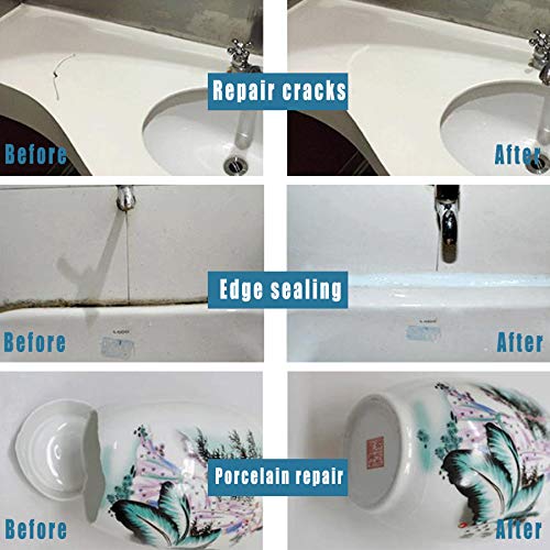 Tub, Tile and Shower Repair Kit, Porcelain Repair Kit Waterproof, Tub and Tile Refinishing kit, Fiberglass Repair Kit, Tile Repair Kit for Tubs, Toilet, Porcelain, Sink Crack (3.5oz White)