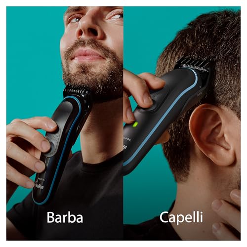 Braun RASOIO ELETTRICO BARBA e Capelli, Regolabarba Uomo e TAGLIACAPELLI UOMO, 10-In-1 Styling, per Corpo, Naso E Orecchie, Idea Regalo, MGK5445 Nero - Immagine 3