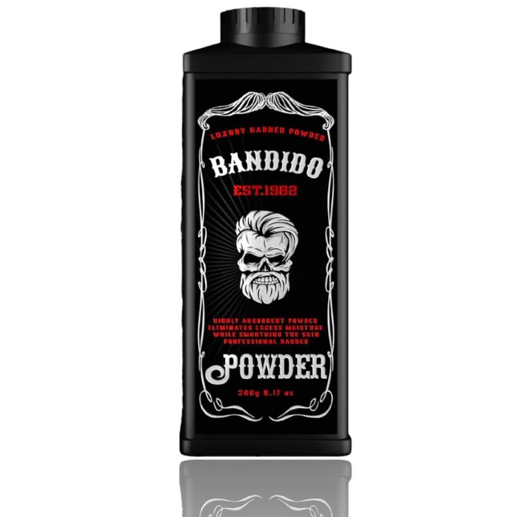 Bandido Barber Talc Powder 260 gr | Barbiere Talco Polvere | Kuaför Talk Pudrasi | Rimuove le irritazioni e i graffi del corpo | Rasatura da uomo | Forniture da parrucchiere – Dispenser richiudibile