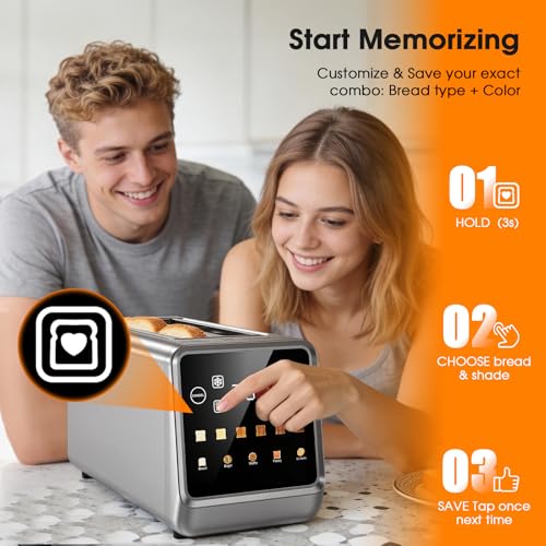 Image of Long Slot Toaster 4 Slice with Touchscreen, 2-Slot Extra Wide 1.5 Inch