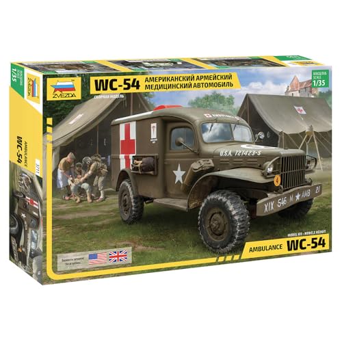Zvezda WC-54 Ambulance minuciosa maqueta escala 1:35 con acabados realistas de alta fidelidad