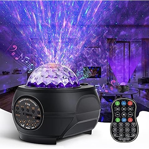 VStoy Star Projector Night Light for Kids Bedroom,Galaxy Globe Lamp with Bluetooth Speaker Music Remote Control,15 Colors Starry Planetarium with Nebula for Adults/Game Room/Home Theatre (Black) Cover