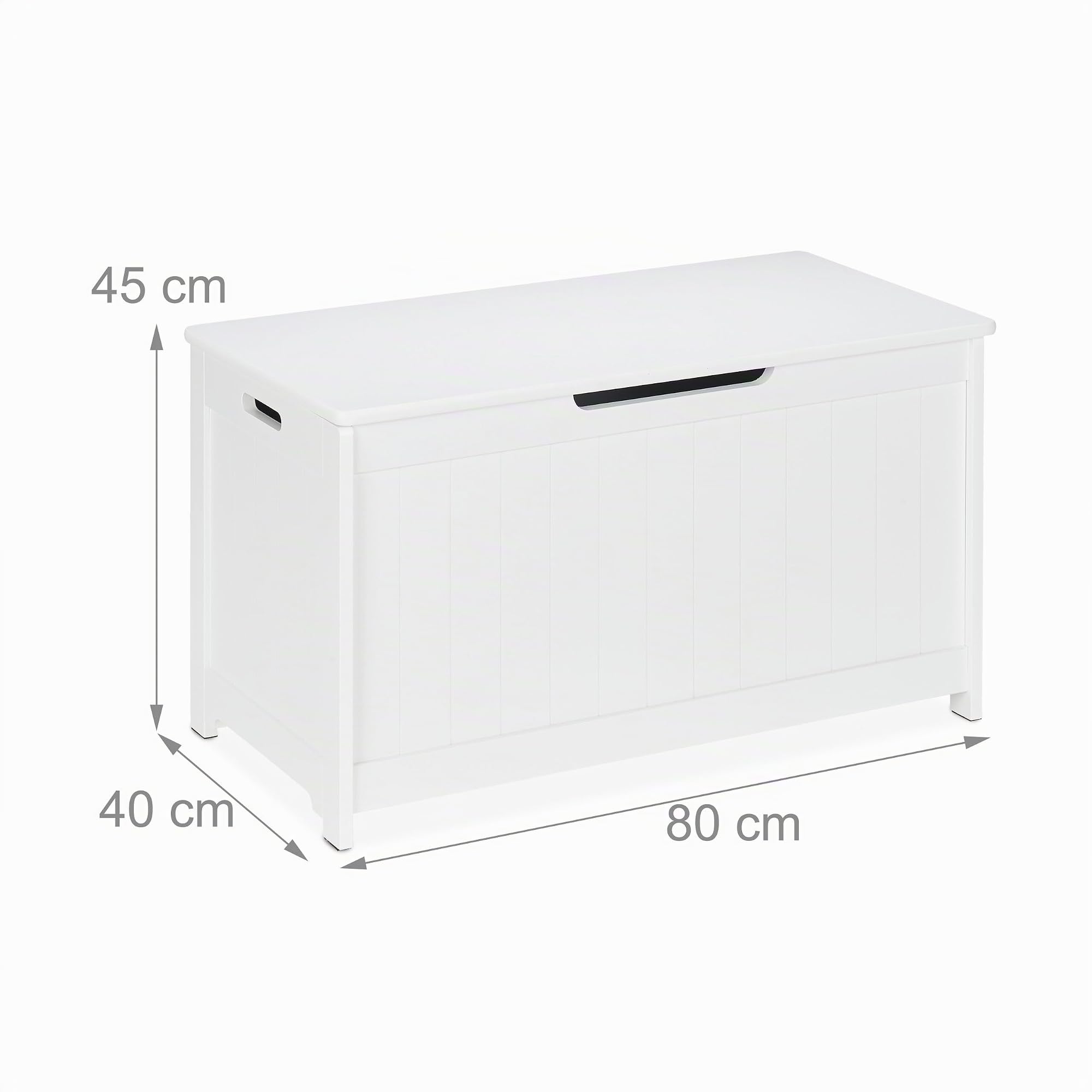 Relaxdays Baúl de Almacenaje con Tapa, Arcón Juguetes Grande, Habitación Infantil, Libros, 45 x 80 x 40 cm, MDF, Blanco
