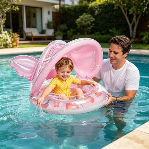 Flotadores para niños con parasol ajustable y protección solar 2