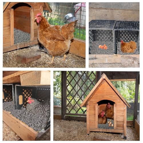 Image of Chicken Nest Pads Washable,4 Pack Nesting Pads for Chicken Coop,11.8X11.8 Inch Artificial Grass Mat Egg Laying Mats Reusable Rug Turf Poultry Habitat Bedding (Grey)